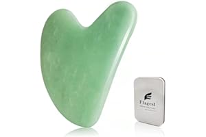 Flagest Gua Sha - Gua Sha Viso Pietra - GuaSha Giada Quarzo Rosa - Trattamento Naturale del Viso Guasha - Terapia di Agopuntura del Viso - Ridurre le Linee Sottili e le Rughe (Verde) 6.3*7.7*0.5cm