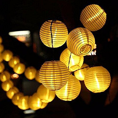 KAIPUZM 6M 30er LED Solar Garten Lichterkette mit Lampions IP65 Wassserdicht Außen Innen Dekoration Licht(Warmweiß)
