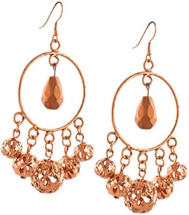 Ornamenta Fashion Beaded Hook Dangle Statement Earrings with Metallic Beads For Womens