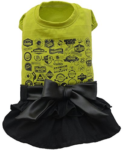 Doggy-Dolly-D292-Dog-Dress-with-Print-and-Layer-Skirt-GreenBlack