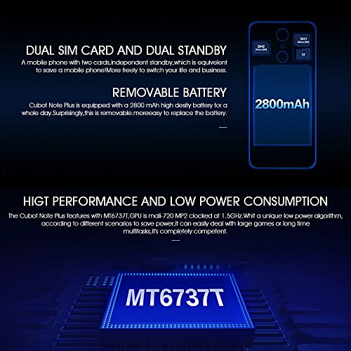 CUBOT Note Plus Smartphone 4G LTE Ohne Vertrag mit Fingerabdruck-Sensor, 5.2-Zoll-IPS-Bildschirm, Dual RÃ¼ckkamera, Dual SIM Standby, Android 7.0, 3GB RAM + 32 GB ROM, Bluetooth, GPS, WiFi(Golden)