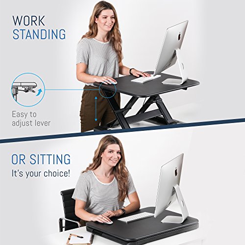 Desk Riser by Wuteku | Rising Gas Converter Adjusts to 11 Different Positions | No Assembly Required | Sits on Existing Workspace Surface | Perfect for Laptops Desktops or Dual Monitors | Warranty Inc