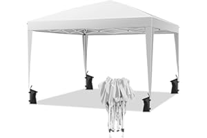 COBIZI YUEBO Tonnelle Pliante Imperméable 3x3 m Barnum Pliant avec 4 Sac de Sable Chapiteau Pliable Tente de Reception,Jardin,Exterieur，Blanc