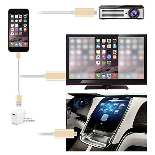 1080P 8 Pin zu HDMI Konverter Adapter MHL zu HDMI Kabel HDTV Adapter USB-Kabel für iPhone 5 6 6S 7 Plus (Gold) - 4