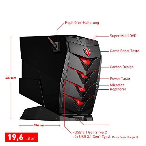 MSI 9S6-B90911-005-956-B907-102 Aegis X3 VR7RE-005DE Desktop PC (Intel Core i7-7700K, 2000GB Festplatte, 16GB RAM, Geforce GTX 1080, Win 10 Home) schwarz - 2