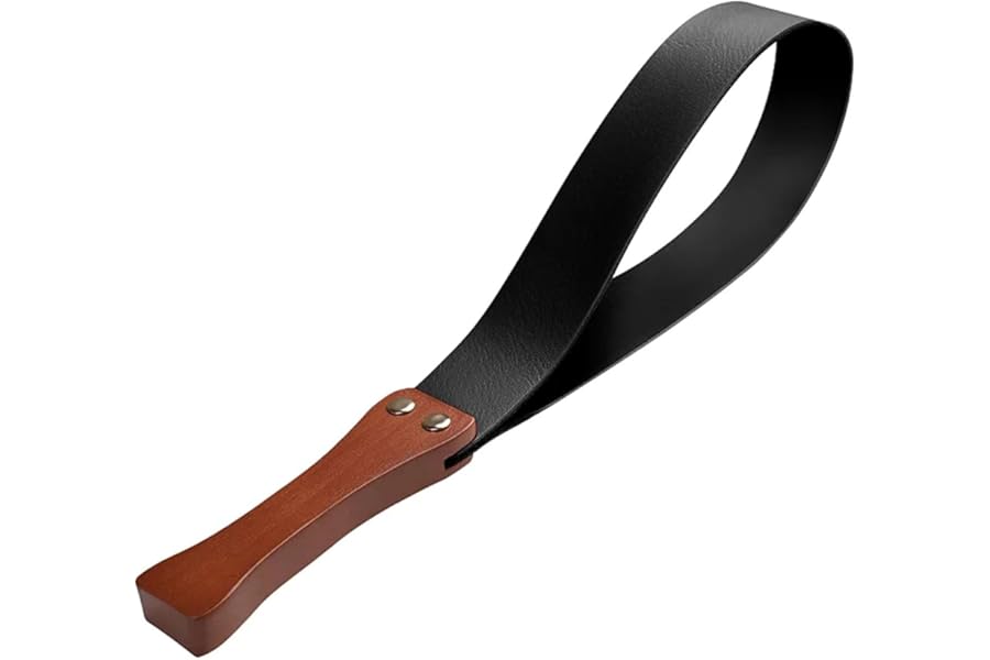 SUNSDEW Leather Paddle with Anti-Slip Wooden Handle, Riding Crop for Horses, 19'' Equestrianism Crops