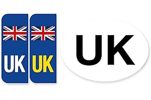 stika.co Samoprzylepna naklejka winylowa, Wielka Brytania naklejka prawna na do tablic rejestracyjnych samochodu | Brexit Alternatywna flaga Union Jack GB odznaka, 2 sztuki (z przodu i z tyłu)