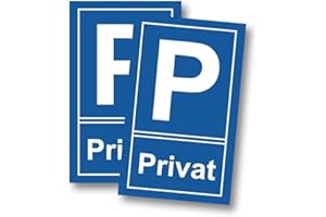 LICHTBLICK HAUSBEDARF 2er Set - Privatparkplatz Schilder - P-Privat (25x15 cm Kunststoff) - Privat Parkplatz
