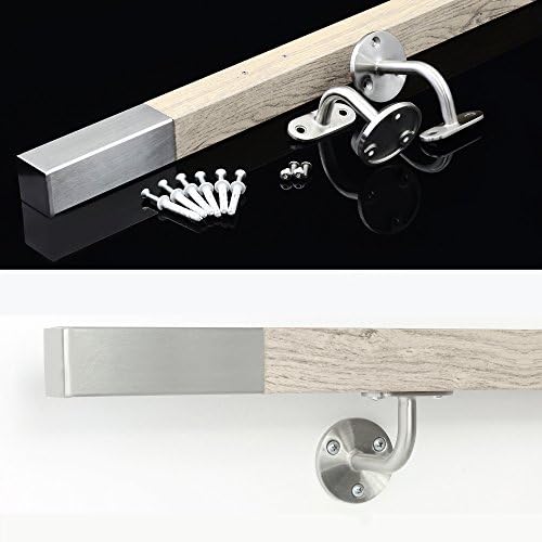 Fello Handrail Stainless Steel White Wood Staircase Bannister Balustrade [set] Square Handrails (350cm)