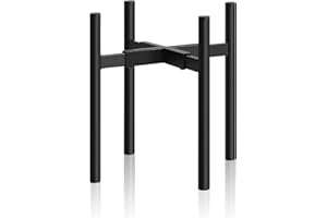 Duscdesp Adjustable Metal Black Plant Stand - Round (24-36CM Width) for Indoor Flower Pots