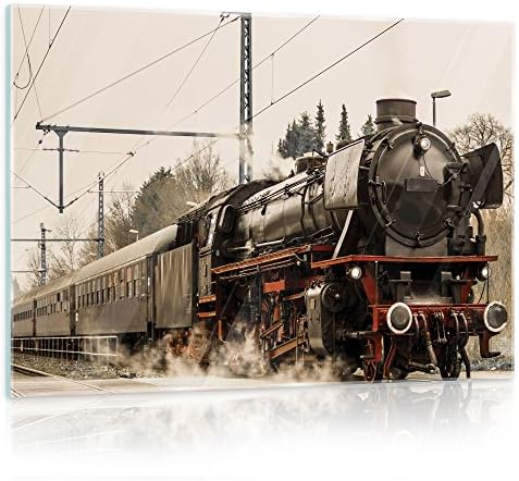 delester Design Sepia gt11388g1 Steam Engine Wall Art 30 x 20 x 1.60 cm Multi-Coloured Glass