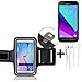 Produktbild TOP SET: Neopren Jogging Armband Sportarmband Oberarmband für Samsung Galaxy Xcover 4, schwarz mit Reflektor Streifen + Ohrstöpsel. Fitness Lauf Armband