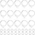 Beebeecraft 1 Box 20Pcs Leverback Earring Findings 925 Sterling Silver Plated Stainless Steel Round Lever Back Hoop Earring with 20Pcs Jump Rings for Jewelry Making