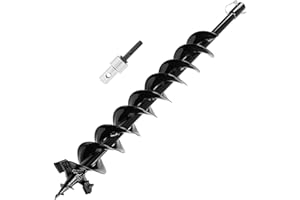 CNSTZX Erdbohrer Gartenbohrer mit Sicherungsbolzen & Adapter, Durchmesser 120mm, Länge 800mm, Erdbohrer für Pfahlbohrer Brunnenbohrer Aushubarbeiten, Stahl Erdlochbohrer Bohrschnecke Gartenspiralbohrer