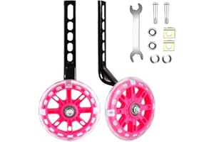 Nakazawa Adjustable with Flash Wheels Stabilisers for Childs Bike Fits 12/14/16/18/20 Inch Bike Stabilisers, Training Wheels for Kids Stabilizer Training, 1 Pair.(pink)