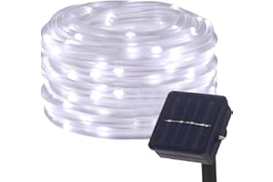 DULEE Solar LED Lichtschlauch Lichterkette exterior 5M 50 LED estanco jardín decorativo luces, Blanco
