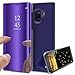 Produktbild HMTECH Galaxy J8 2018 Hülle Kristallklar Plating Überzug Spiegel Makeup Flip PU Lederhülle im Bookstyle Hart PC Magnetverschluss Standfunktion Schutzhülle für J8 2018,Purple PU Mirror
