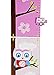 Kids Coat Hooks and Matching Height Chart for Owl Themed Girls Bedroom or Baby Nursery