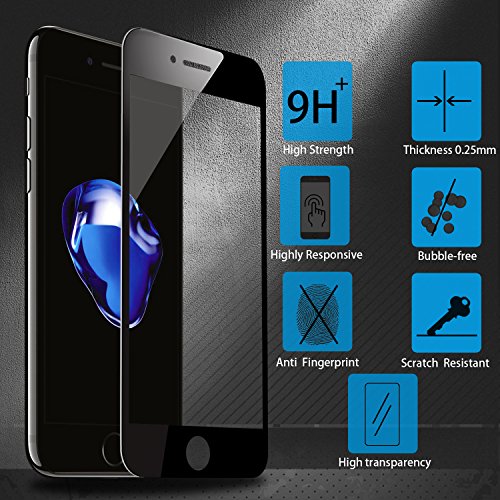 iPhone 7 Plus Panzerglas Displayschutzfolie, [2 Stück] Hi-Luck 0.33mm Premium 3D-Touch Vollbild Coverage Curved Edges Ultra-Klar Panzerglas Schutzfolie für iPhone 7 Plus 5.5 Zoll Schwarz [PET, Rand-zu-Rand] - 3