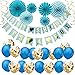 Produktbild SAVITA It's A Boy Papier Girlande Banner für Jungen Baby Shower Party Dekorations Set, Papierfächer, Latexballons, Konfetti-Ballons, Gold Spirale Ornamente Dekor für Geschenkparty Decor