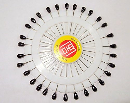 Mont Cherry Head Scarf Hijab Pins Set Dressmakers Drawing Art &amp; Craft Tailoring ''Black Oval Head Xtra Long'' Pins - 90 pins(3 Wheels) by Trendz