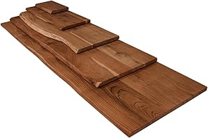 trelevo Holzplatte 160x40 cm, Akazienholz massiv 26mm, nussbaumfarben, Zuschnitt nach Maß, Baumkantenplatte für Bastler und Heimwerker