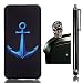 Produktbild Samsung Galaxy A5 2016 Hülle,Sunroyal Cool Schwarz Blau Anker Anchor Ultra Dünne Slim Hart PC Case Hülle Haut Zurück prägen Bunte Malerei Pattern Schutzhülle Cover Hart Rückseite Handytasche Hülle Schale Etui Tasche Case Cover Haut Schale für Samsung Galaxy A5 2016 + Glitzer Sparkle Crystal Anti-Staub Stecker und Stylus Touch Pen