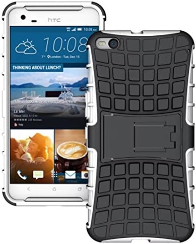DBIT HTC X9 Case, High Quality Slim Soft TPU and PC Rugged Durable Protective Case Cover with Kickstand for HTC One X9,White