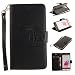 Produktbild Hülle für LG G3, LG G3 Hülle / Handyhülle / Schutzhülle / Ledertasche / Tasche / Case / Cover / Flip Brieftasche, Anlike Geprägte Panda für LG G3 (5,5 Zoll) Bookstyle Kartenfach Standfunktion Handytasche mit Abnehmbar Handy Lanyard für [LG G3 (5,5 Zoll)] - schwarz