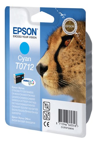 Epson Original T0712 Tinte Gepard, wisch- und wasserfeste (Singlepack) cyan - 2