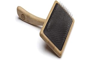 Mikki Cepillo Slicker de Bambú con Cerdas Suaves para Pelo Medio o Largo y Rizado, para Perros y Gatos, Fabricado con Bambú Sostenible, para Eliminar Enredos y Nudos del, Grande 100 g