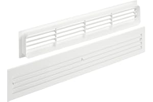 SOTECH Lüftungsgitter BRISE 457 x 92 x 17 mm hellweiß doppelseitig durchblicksicher Schlitzlochung Schlitzgitter Abluftgitter Türlüftungsgitter