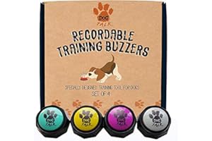 Dog Talk Recordable Training Buzzers | Dog & Puppy Speech Training Buttons | Easily Train Your Dog to Voice What They Want Pack of 4 | The Perfect Present For Your Pet