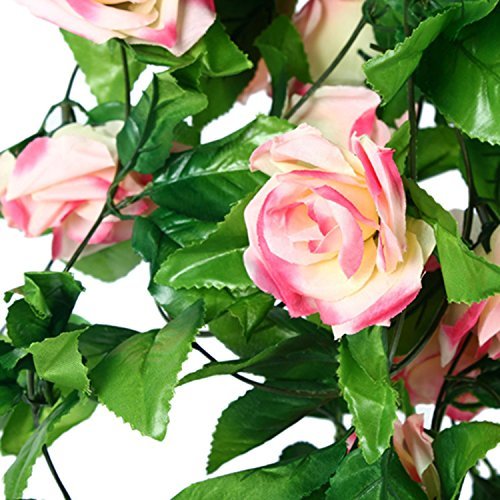 Natural Home 245cm Efeu Girlande Efeubusch Efeugirlande Efeuranke künstliche Kunstpflanze hängend Blätter (Dunkel Rosa, 2er Pack) - 4