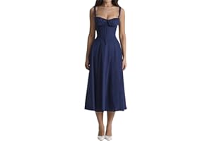 RTGSE Damen Sommer Spitze Langes Kleid ärmellose Boot Hals Korsett Bustier midi Kleid Hochzeit Cocktail Nacht aus fließendem Kleid