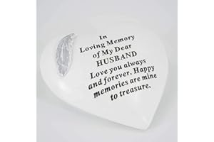 ESSGES Special Husband Graveside Memorial Feather Heart Grave Plaque Ornament Decoration