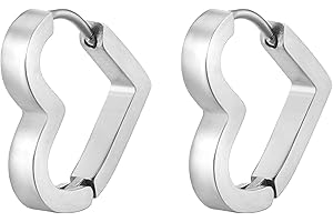 Flongo Creolen Gold Ohrringe Unisex: Herz Stern Rechteckig Edelstahl Klobig Klein Huggie Creolen Geometrische Ohrringe Hypoallergen Ohrstecker für Herren Damen Silber Schwarz