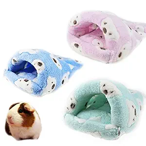 FLAdorepet Rat Hamster House Bed Winter Warm Fleece Small Pet Squirrel Hedgehog Chinchilla Rabbit Guinea Pig Bed House Cage Nest Hamster Accessories (L, Random)