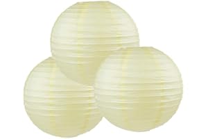 MATISSA Papierlaternen, gemischte Farben, 3er-Pack runde Papierlaternen, Lampenschirm, Party-Dekoration (alles Elfenbein/Creme, 35 cm)