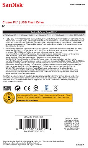 Cruzer Fit 32 GB USB 2.0 Flash Drive (SDCZ33-032G-B35) - Black