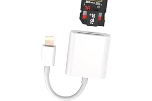 ZOYUZAN Adaptateur Lecteur Carte SD iPhone(2en1)lightning Jack Micro SD Mémoire Externes Accessoire Mini Caméra SD Card Reader Clé Switch pour Apple 14 13 12 11 Pro Max 7 8 Plus X SE XS XR Ipad Air Connecteur
