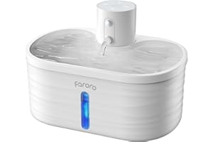 Faroro Fontaine à Eau Chat sans Fil, 2.5L Fontaine à Eau pour Chat à Piles avec Capteur de Mouvement, Batterie 5000 mAh, Pompe Ultra Silencieuse, sans BPA, Blanc