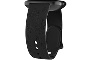 Vancle für Fitbit Versa 4 Armband/Fitbit Versa 3 Armband/Fitbit Sense 2 Armband/Fitbit Sense für Damen Herren, Silikon Armbänder Floral Gravierte Uhrenarmband, Wasserdichtes Sport Ersatzarmband
