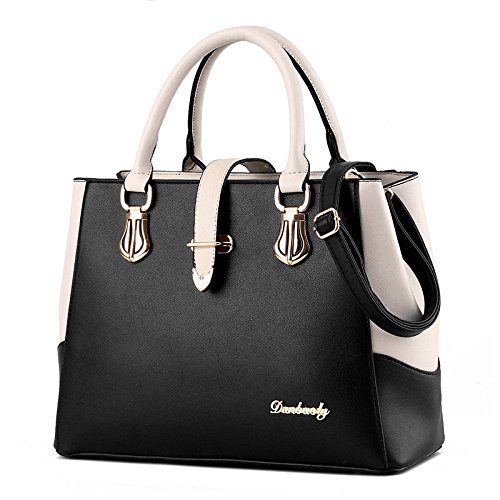 NICOLE&DORIS 2018 new black and white faishon style handbag casual shoulder bag cross-body work bag purse for ladies(Black)