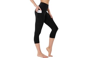 FOTOCITI Leggings Damen mit Tasche Capri Leggins High Waist Caprihose Sommer Blickdicht Sportleggins Sporthose Hose Gym Outdoor Yoga