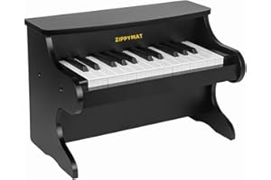 ZIPPY MAT Kinder Klavier Tastatur, 25 Tasten Digitalpiano für Kinder, Mini Musik Lerninstrument Spielzeug, Holz Klavier für Kleinkinder Mädchen Jungen (Black)
