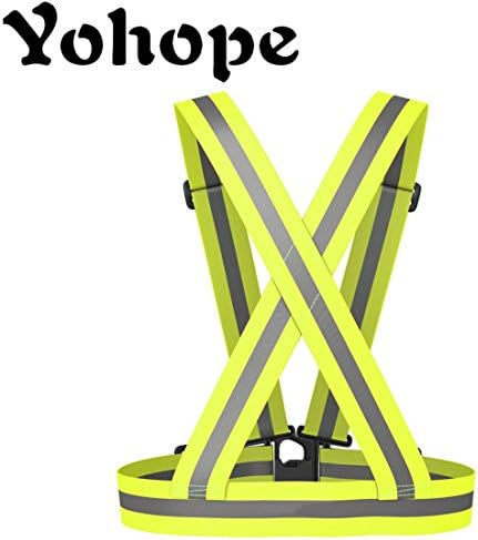 Yohope Adjustable Reflective Safety Vest for Running Jogging Walking Cycling bells Fits over Outdoor bells Clothing - Motorcycle Jacket Running Gear Shirt