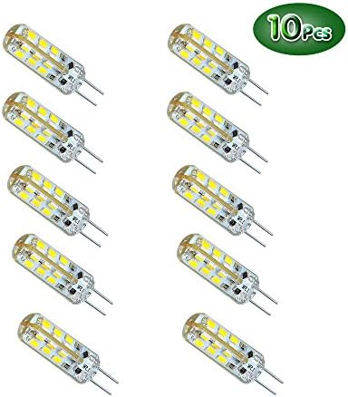 Kinashi LED G4 2 Watt 12V AC DC 2700-3000K Light Bulbs (Warm White, 10 Bulbs)