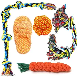 Putku Creations Dog Chew, Tough for Aggressive Chewers Large Breed, Heavy Duty Dental Dog Rope Cotton Puppy Teething Chew Toy Combo 05- Color May Vary