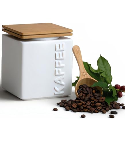 Pro@Home43® - Luchtdicht RVS Koffieblik 500g - Wit - 1,5L Koffiebonen Bewaarblik van Roestvrij Staal met Kalenderfunctie en Doseerlepel, in Geschenkverpakking